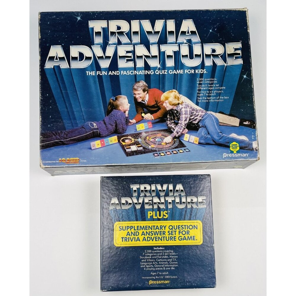 VTG Pressman TRIVIA ADVENTURE Quiz Board Game & Plus Supplementary Set 2000 2099